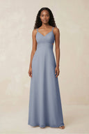 V - Neck Chiffon A - Line Cut - Out Bridesmaid Dress in Twilight - SHE IS ME Bridesmaid Dresses