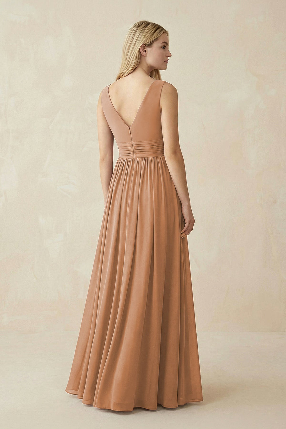 V - Neck Chiffon Pleated A - Line Bridesmaid Dress - SHE IS ME Bridesmaid Dresses