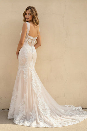 V Neck Mermaid Lace Wedding Dress - SHE IS ME Wedding Dresses