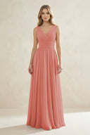 V - Neck Pleated A - Line Bridesmaid Dress in Mulberry - SHE IS ME Bridesmaid Dresses