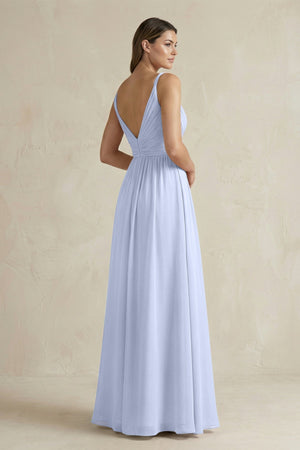 V - Neck Pleated A - Line Chiffon Bridesmaid Dress in Ice - SHE IS ME Bridesmaid Dresses