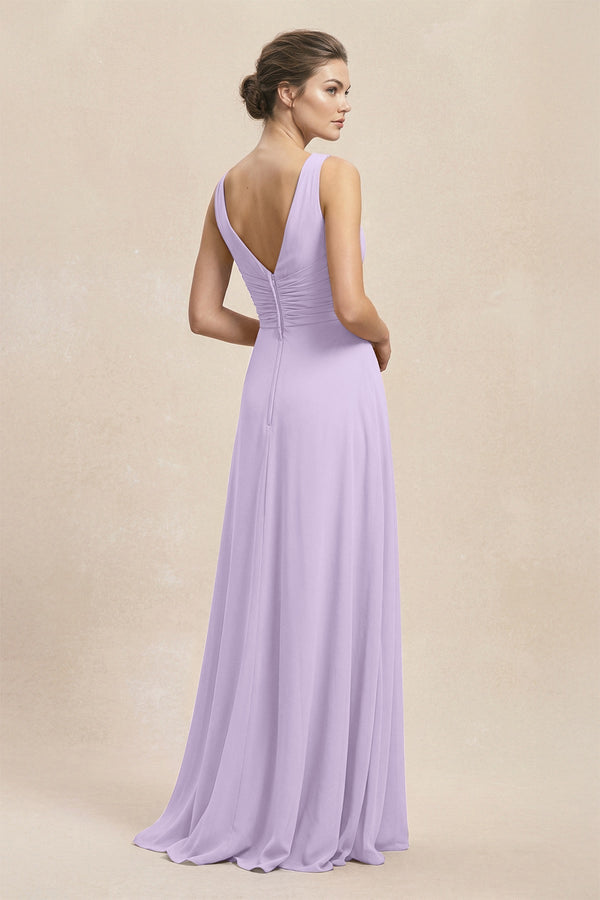 lavender bridal dresses gown 4 US / Lavender shoulder lace tulle A KISSBRIDAL | V-Neck Ruffled Ruched