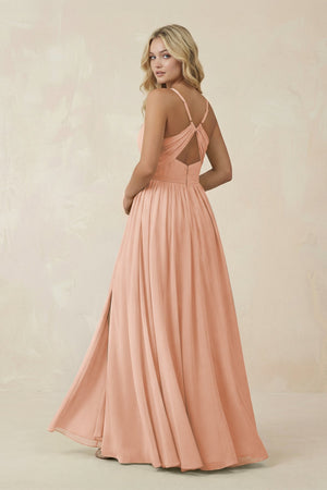 V - Neck Spaghetti Strap A - Line Chiffon Bridesmaid Dress in English Rose - SHE IS ME Bridesmaid Dresses