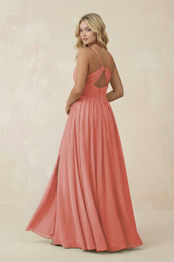 V - Neck Spaghetti Strap A - Line Chiffon Bridesmaid Dress in Mulberry - SHE IS ME Bridesmaid Dresses