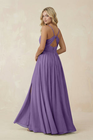 V - Neck Spaghetti Strap A - Line Chiffon Bridesmaid Dress in Tahiti - SHE IS ME Bridesmaid Dresses