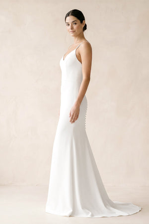 V - Neck Spaghetti Straps Sheath Maxi Dress in White - SHE IS ME Dresses