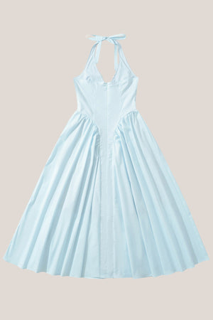 Vintage Halter Cotton Midi Dress in Blue - SHE IS ME Dresses