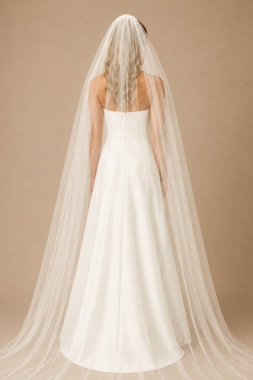 Vintage Long Chapel Veils Two - tayer Wedding Veils in Ivory - SHE IS ME Wedding Veils