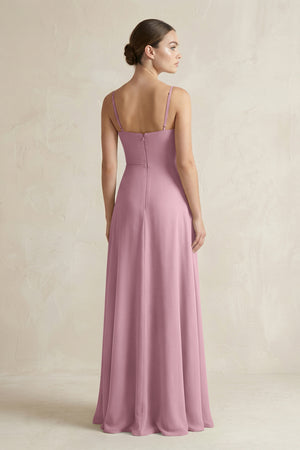 Vintage Mauve A-Line Chiffon Spaghetti Strap Bridesmaid Dress (2) | KISSBRIDAL