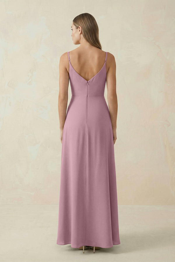 Vintage Mauve Cami Strap A-Line Chiffon Bridesmaid Dress (2) | KISSBRIDAL