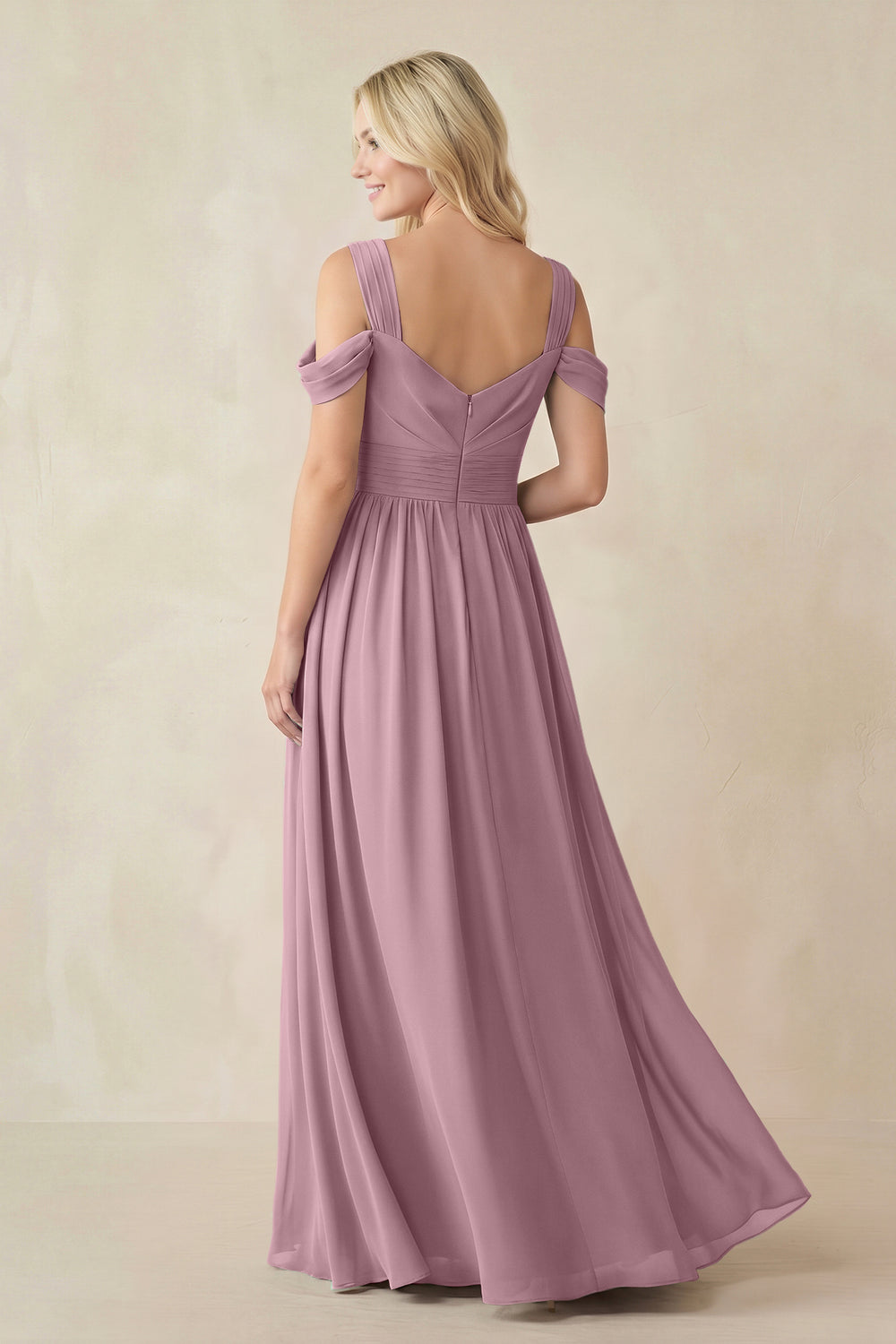 Chiffon A-Line Bridesmaid Dress with Slit in Vintage Mauve