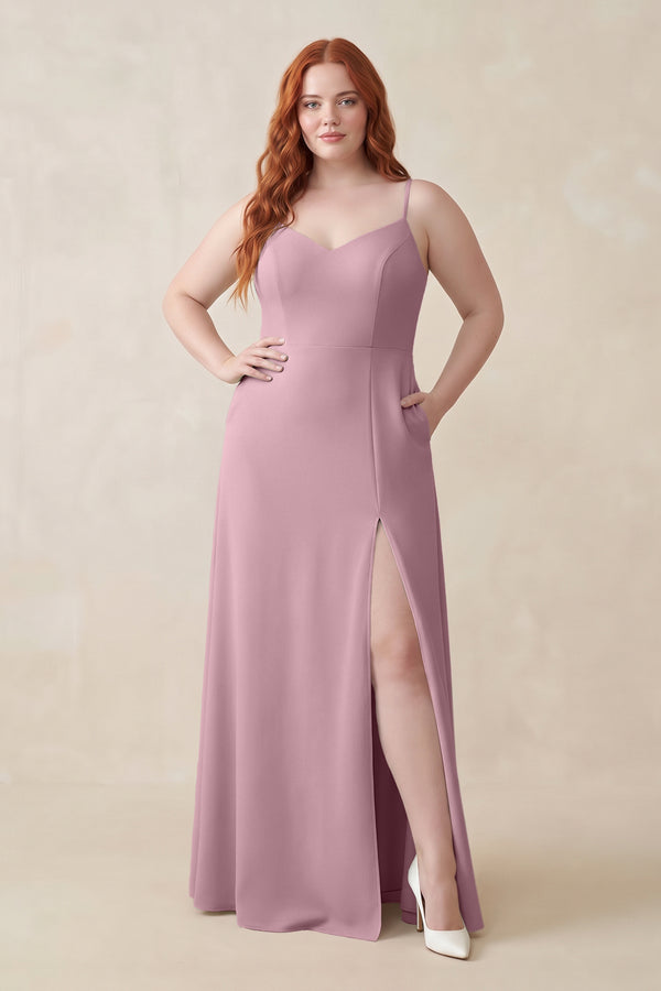 Vintage Mauve Ruched Sheath Chiffon Bridesmaid Dress [sizeplus] | KISSBRIDAL