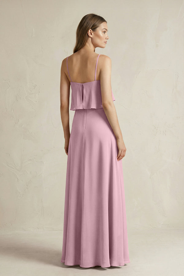 Vintage Mauve Ruffled Spaghetti Strap A-Line Chiffon Bridesmaid Dress in Vintage Mauve (2) | KISSBRIDAL