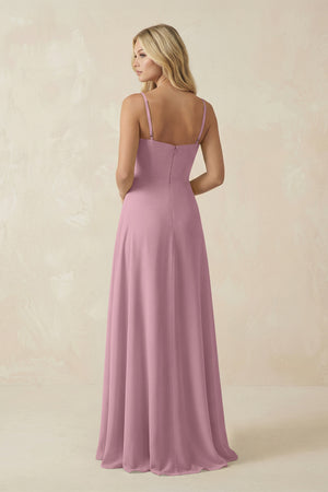 Vintage Mauve Spaghetti Strap Chiffon A-Line Bridesmaid Dress (2) | KISSBRIDAL