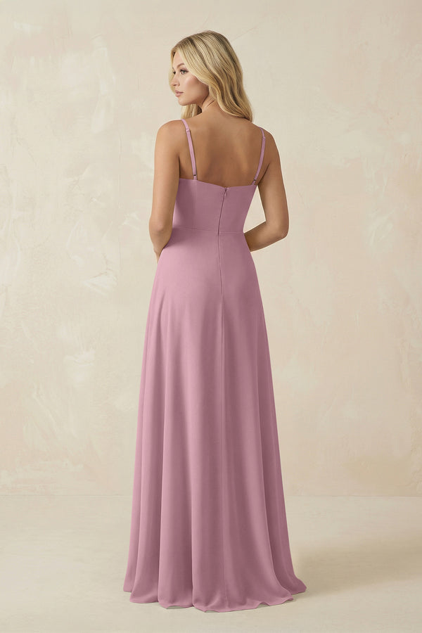 Vintage Mauve Spaghetti Strap Chiffon A-Line Bridesmaid Dress (2) | KISSBRIDAL