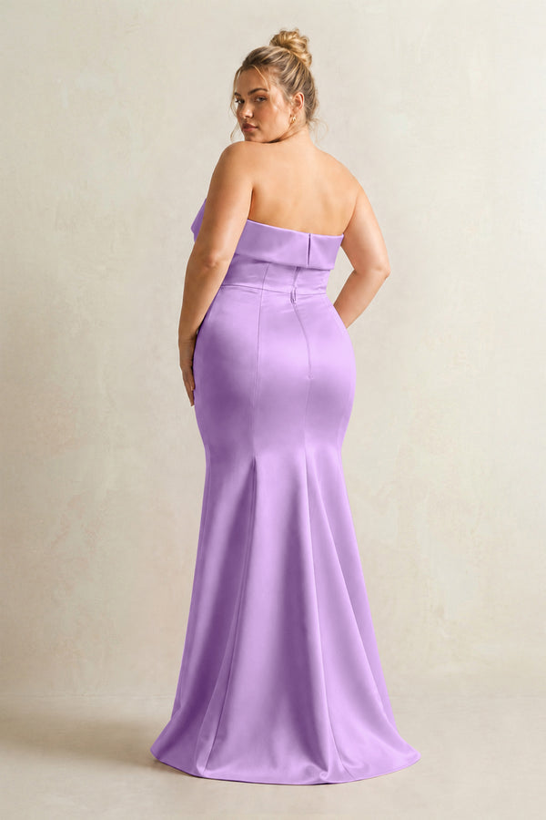 Vintage Mauve Strapless Satin Mermaid Bridesmaid Dress (2) [sizeplus] | KISSBRIDAL