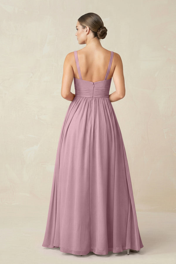 Vintage Mauve Sweetheart A-Line Chiffon Bridesmaid Dress with Slit in Vintage Mauve (2) | KISSBRIDAL