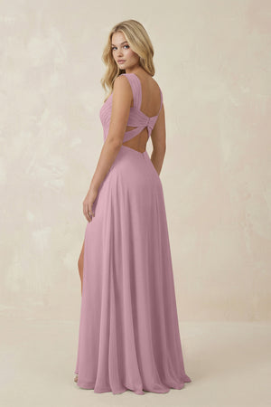 Vintage Mauve Sweetheart A-Line Chiffon Long Bridesmaid Dress (2) | KISSBRIDAL