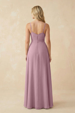 Vintage Mauve Sweetheart A-Line Pleated Chiffon Bridesmaid Dress (2) | KISSBRIDAL