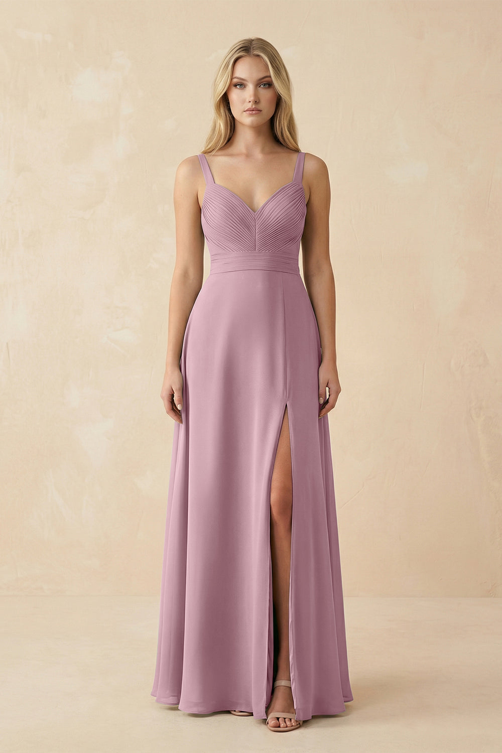 Sweetheart A-Line Pleated Chiffon Bridesmaid Dress in Vintage Mauve