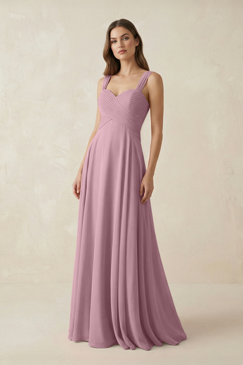 Sweetheart Pleated A-Line Chiffon Bridesmaid Dress in Vintage Mauve