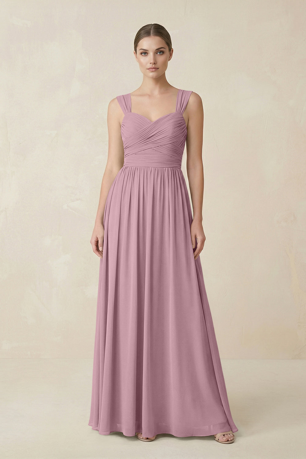 Sweetheart Pleated Chiffon A-Line Bridesmaid Dress in Vintage Mauve