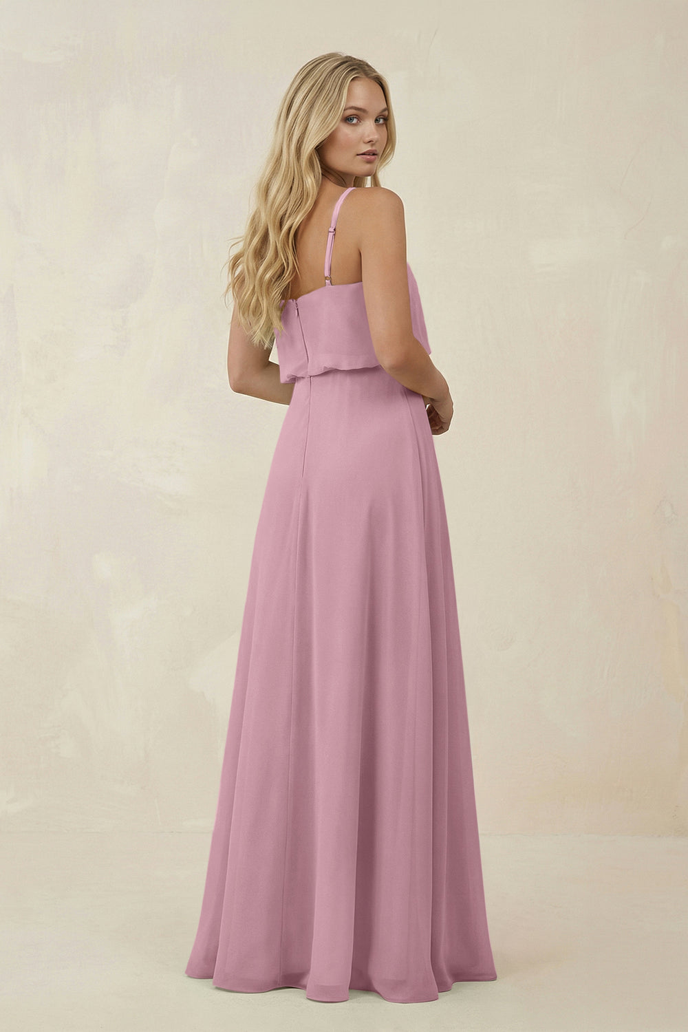 V-Neck Blouson A-Line Chiffon Bridesmaid Dress in Vintage Mauve
