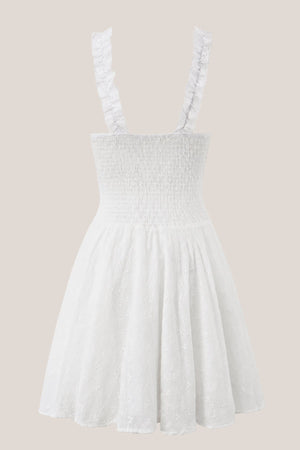 Vintage Scoop Neck A - Line Cotton Mini Dress in White - SHE IS ME Dresses
