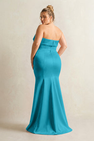 Viridian Green Strapless Satin Mermaid Bridesmaid Dress (2) [sizeplus] | KISSBRIDAL
