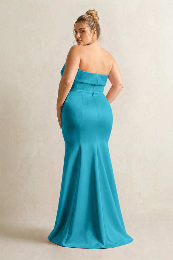 Viridian Green Strapless Satin Mermaid Bridesmaid Dress (2) [sizeplus] | KISSBRIDAL