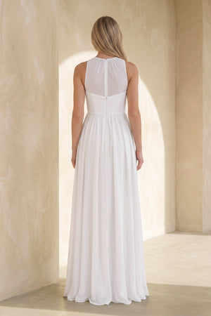 White A Line Chiffon Wedding Dress (2) | KISSBRIDAL