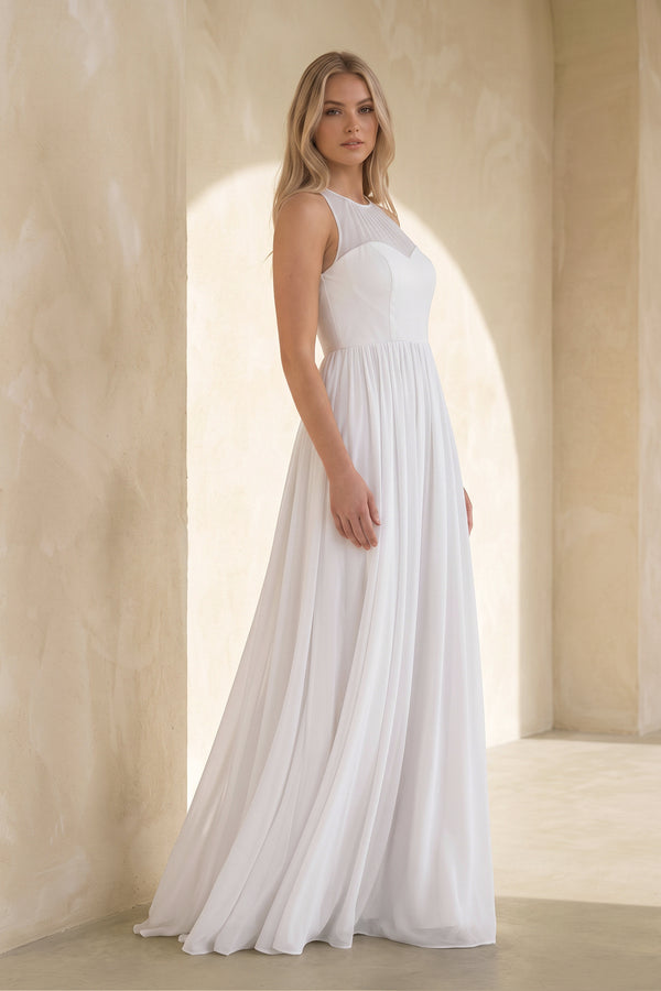 White A Line Chiffon Wedding Dress (3) | KISSBRIDAL