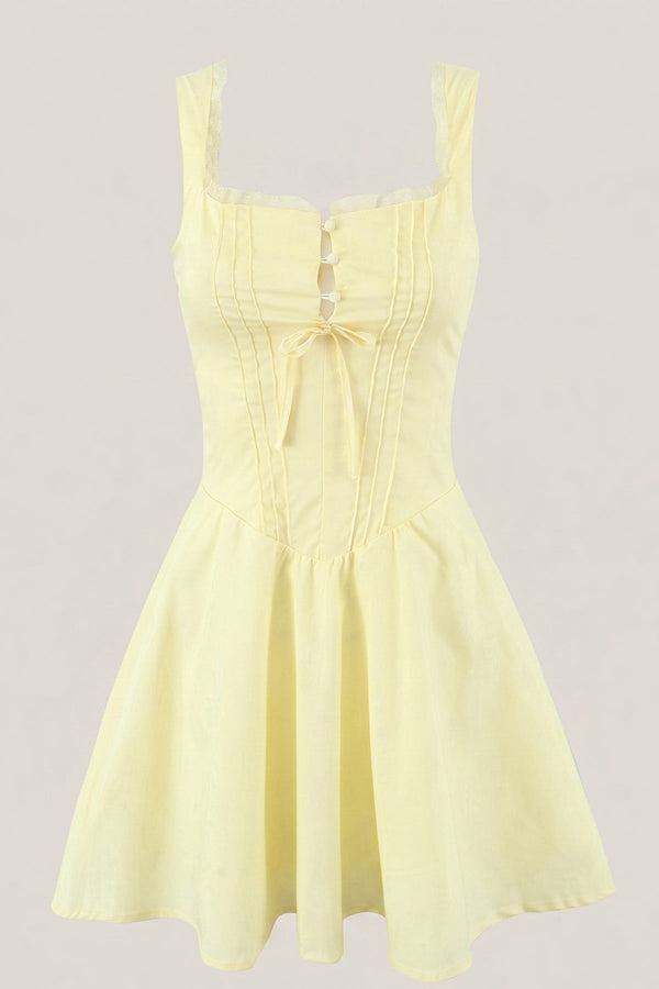 White Cotton Ruffled A - Line Mini Dress - SHE IS ME Dresses