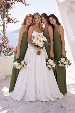 White Strapless Satin Ball-Gown Wedding Dress | KISSBRIDAL