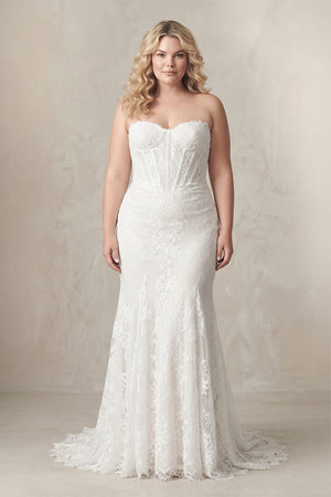 White Sweetheart Mermaid Lace Corset Wedding Dress [sizeplus] | KISSBRIDAL