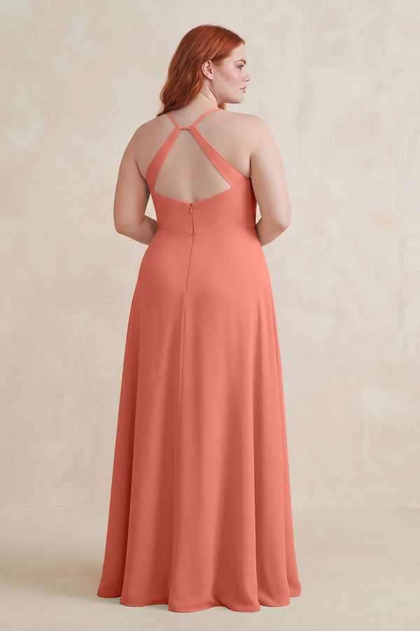 Wild Rose Ruched Sheath Chiffon Bridesmaid Dress (2) | KISSBRIDAL