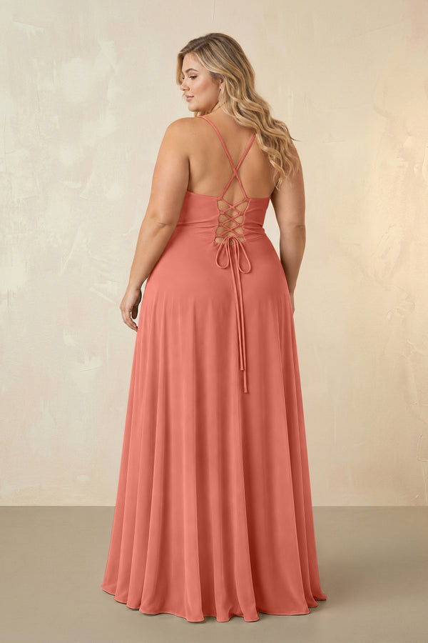 Wild Rose Spaghetti Straps Chiffon A-Line Bridesmaid Dress (2) [sizeplus] | KISSBRIDAL