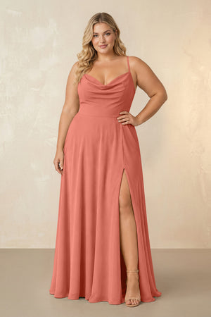 Wild Rose Spaghetti Straps Chiffon A-Line Bridesmaid Dress [sizeplus] | KISSBRIDAL