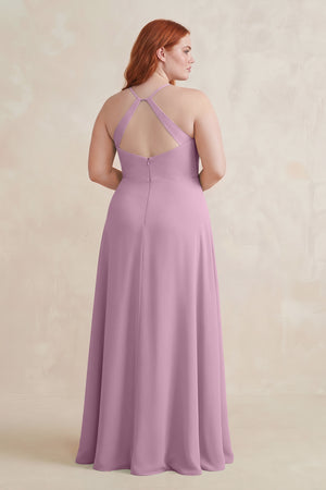 Wisteria Ruched Sheath Chiffon Bridesmaid Dress (2) [sizeplus] | KISSBRIDAL