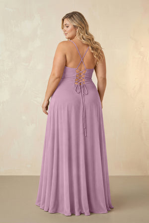 Wisteria Spaghetti Straps Chiffon A-Line Bridesmaid Dress (2) [sizeplus] | KISSBRIDAL